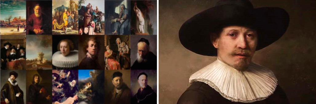 Izq: Cuadros Originales Rembrandt, Der: Cuadro pintado por AI